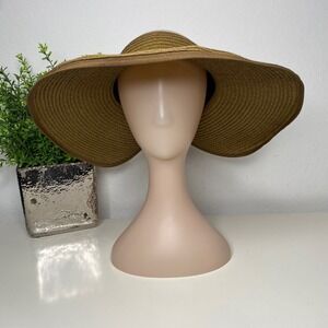 ANGELA & WILLIAM‎ Straw Wide Brim Sun Hat Wide Brim Visor Beach Bow Accent